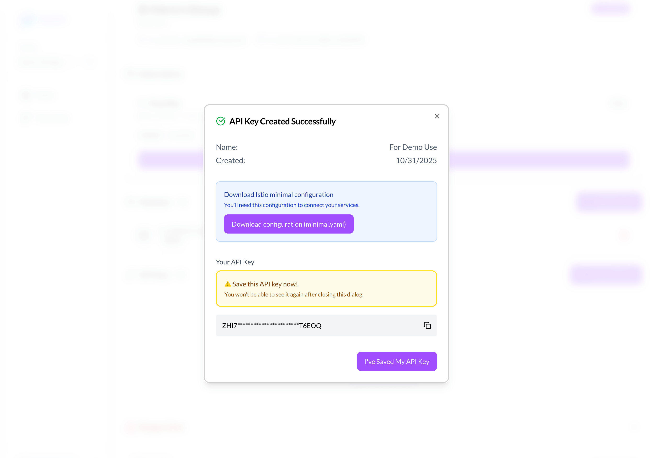 Download Yaml after Create Public Key
