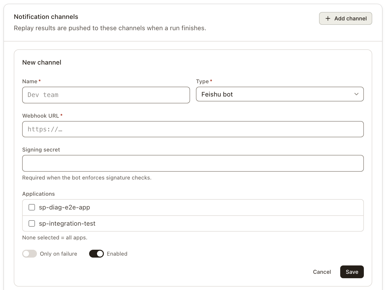 Adding a notification channel