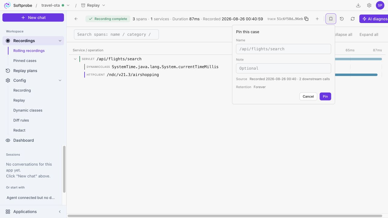 The Workbench pin dialog